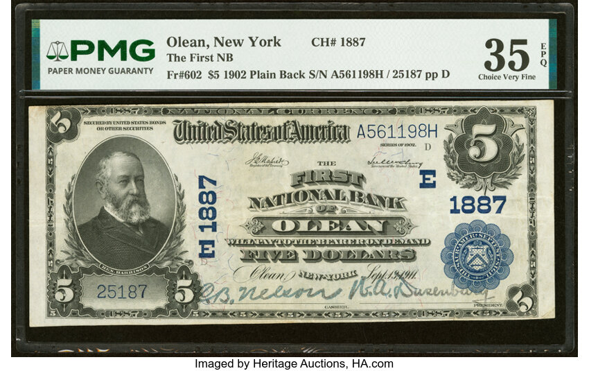 1902 $5  3rd Charter Period, 3rd Issue, Plain Back (Fr. 602) thumbnail 2
