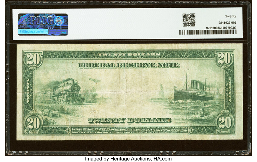 1914 $20  Blue Seal, New York, Star Replacement (Fr. 970*) thumbnail 3