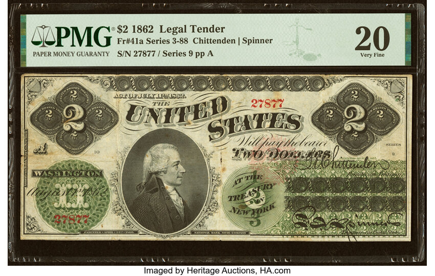1862 $2  Seal Type 2 (Fr. 41a) thumbnail 2