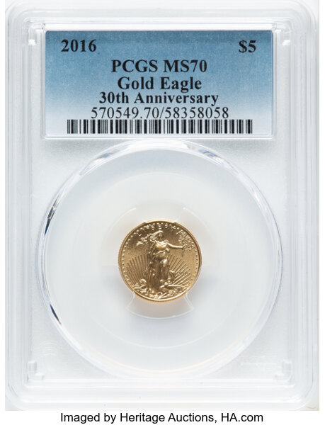 2016 $5  Gold Eagle, 30th Anniversary MS thumbnail 4