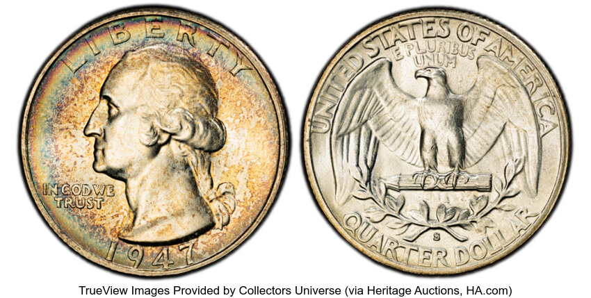 1947-S 25c MS thumbnail 3