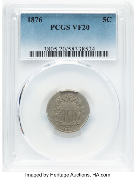 1876 5c Tripled Die Obverse, FS-101 MS thumbnail 2