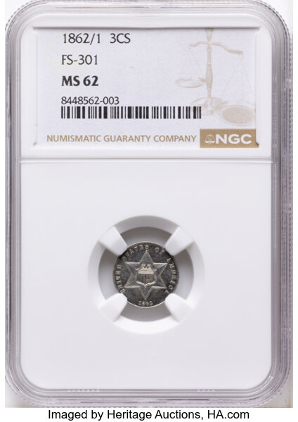 1862/1 3cS Overdate, FS-301 MS thumbnail 2