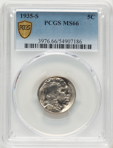 1935-S 5c MS66 CAC thumbnail 4