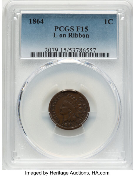 1864 1c L on Ribbon MS BN thumbnail 3