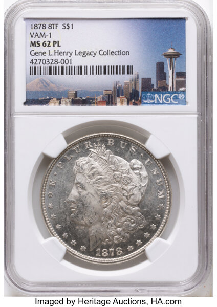 1878 8TF $1  Spear Point, VAM-1 MS PL thumbnail 3