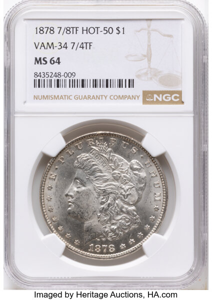1878 7/8TF $1  Weak, 7/4, VAM-34 MS thumbnail 5