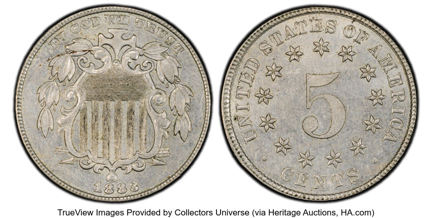 1883/2 5c Shield, Overdate, FS-303 MS thumbnail 2
