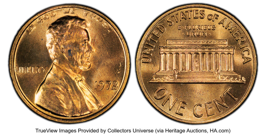 1972 1c Doubled Die Obverse, FS-101 MS RD thumbnail 2
