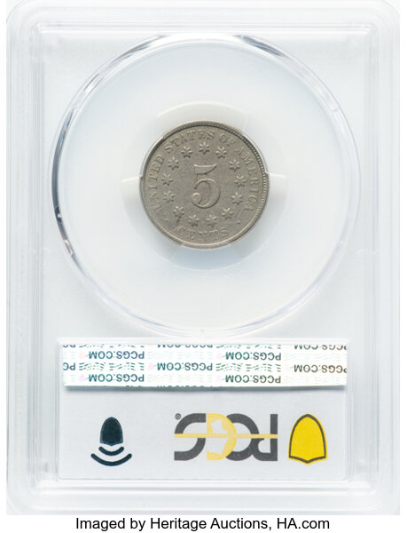 Shield Nickel 5c No Rays, 1867-1883 [Type] VF20 CAC thumbnail 2