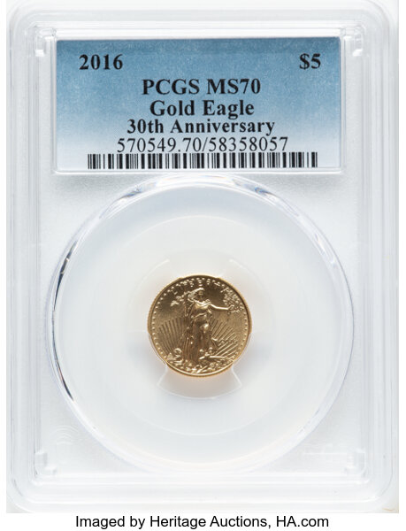 2016 $5  Gold Eagle, 30th Anniversary MS thumbnail 5