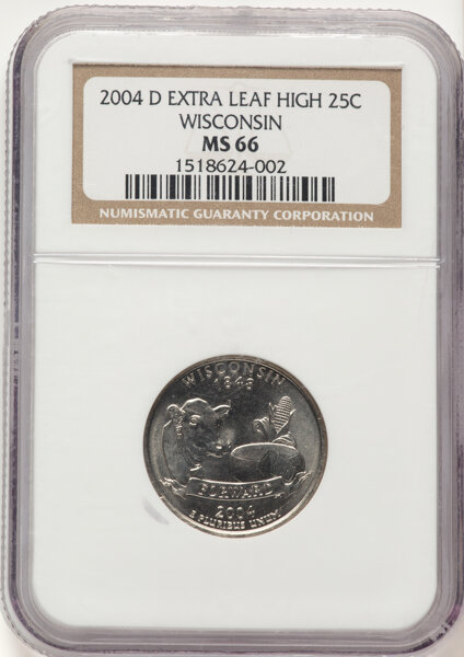2004-D 25c Wisconsin, Extra Leaf High, FS-5901 MS thumbnail 2