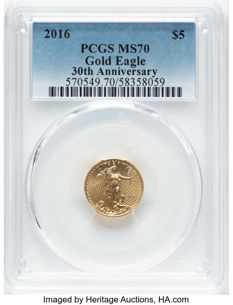 2016 $5  Gold Eagle, 30th Anniversary MS thumbnail 3