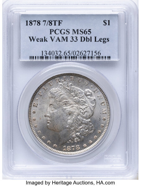 1878 7/8TF $1  Weak, 7/4, Doubled Legs, VAM-33 MS thumbnail 4