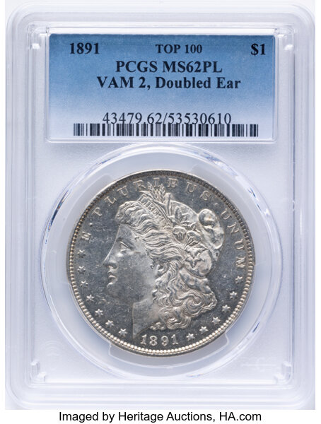 Image for 1891 $1  Doubled Ear, VAM-2  MS PL
