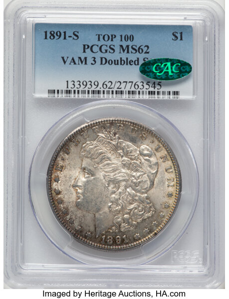 1891-S $1  Doubled Stars, VAM-3  MS thumbnail 2