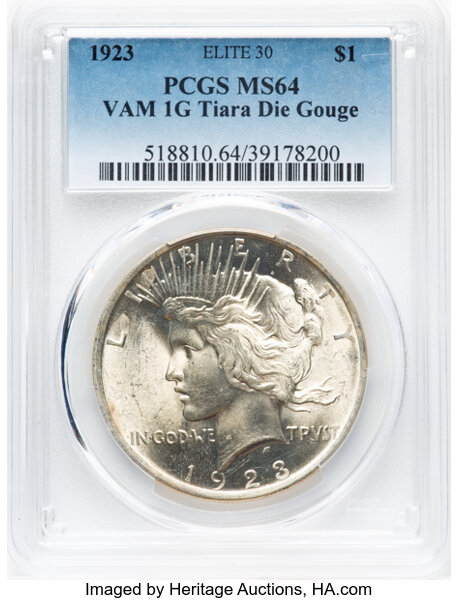 1923 $1  Tiara Die Gouge, VAM-1G MS thumbnail 3