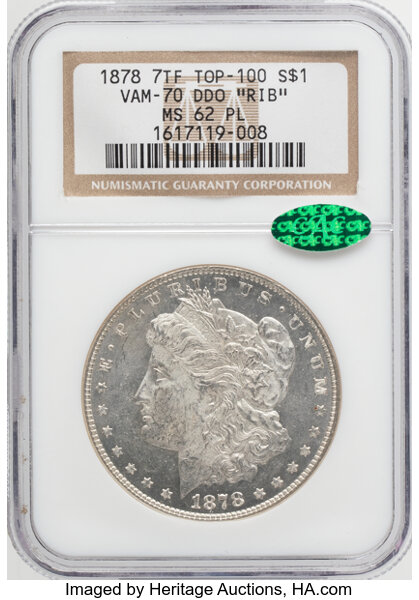1878 7TF $1  Reverse of 1878, Doubled RIB, VAM-70 MS PL thumbnail 2