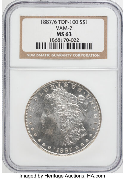 1887/6 $1  Overdate, VAM-2 MS thumbnail 5