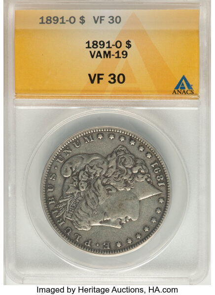 1891-O $1  Clashed Dies, VAM-14A MS thumbnail 2