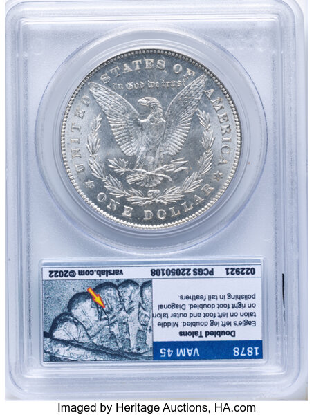 1878 7/8TF $1  Weak, 7/0TF, Doubled Talons, VAM-45 MS thumbnail 11