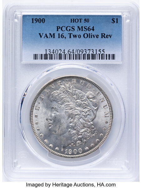 1900 $1  Two Olive Reverse, VAM-16  MS thumbnail 4