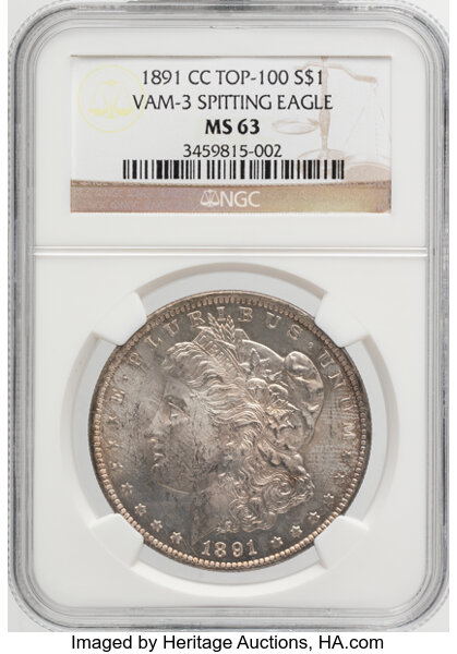 1891-CC $1  Spitting Eagle, VAM-3  MS thumbnail 4