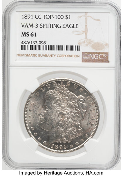 1891-CC $1  Spitting Eagle, VAM-3  MS thumbnail 6