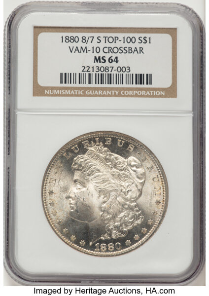 1880-S $1  8/7, Crossbar, VAM-10 MS thumbnail 3