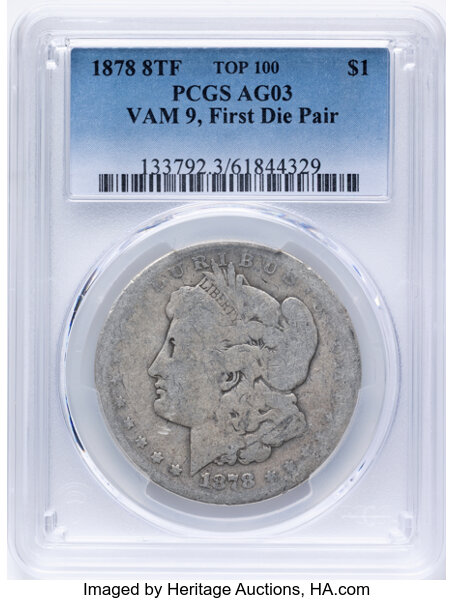 1878 8TF $1  First Die Pair, VAM-9 MS thumbnail 2