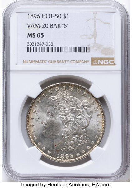 1896 $1  Bar 6, VAM-20  MS thumbnail 2