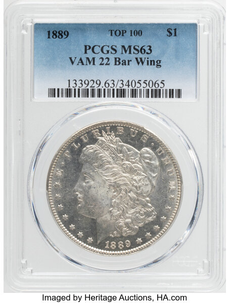 1889 $1  Bar Wing, VAM-22  MS thumbnail 3