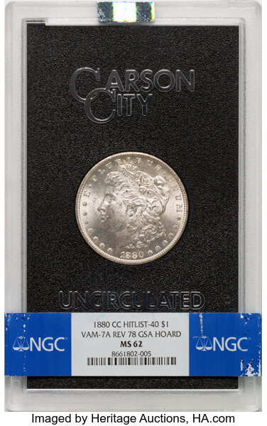 1880-CC $1  Reverse of 1878, 8/7, GSA Hoard, Hard package MS thumbnail 3