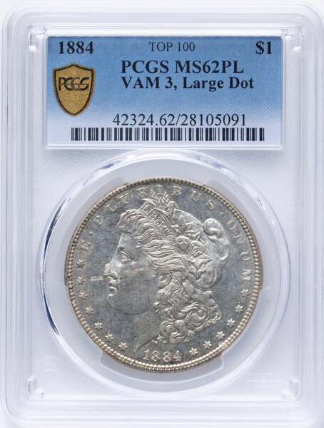 1884 $1  Large Dot, VAM-3  MS PL thumbnail 3