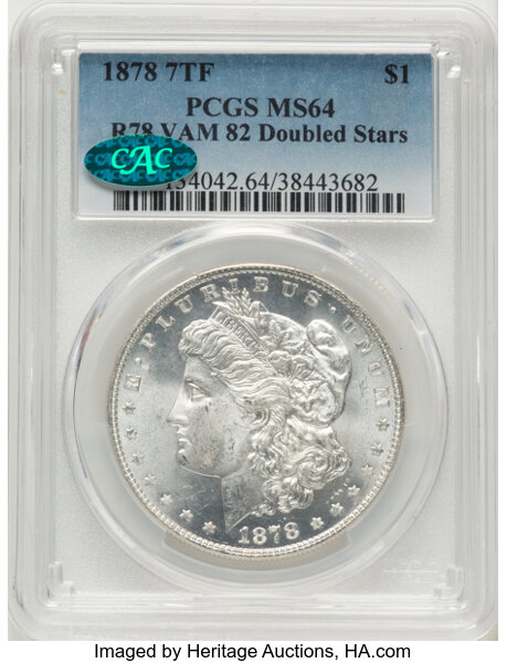 1878 7TF $1  Reverse of 1878, Doubled Stars, VAM-82 MS thumbnail 3