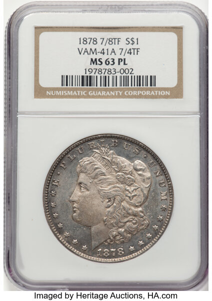 Image for 1878 7/8TF $1  Weak, 7/4, VAM-41A MS PL