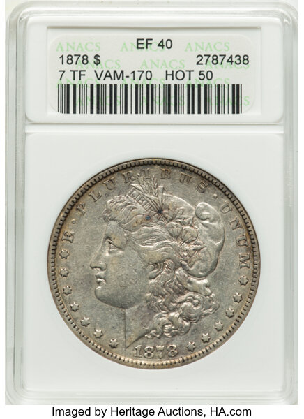 1878 7TF $1  Reverse of 1878, Doubled Date, VAM-170 MS thumbnail 2