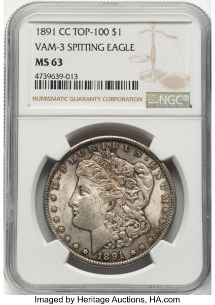 1891-CC $1  Spitting Eagle, VAM-3  MS thumbnail 7