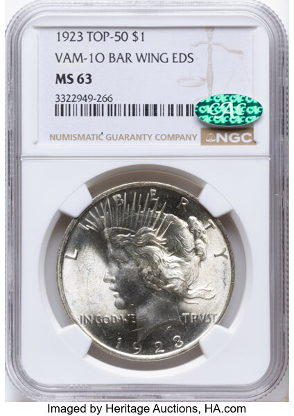 1923 $1  Bar Wing, VAM-1o MS thumbnail 2