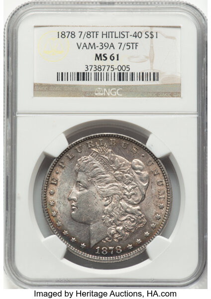 1878 7/8TF $1  Strong, 7/5, VAM-39 MS thumbnail 2