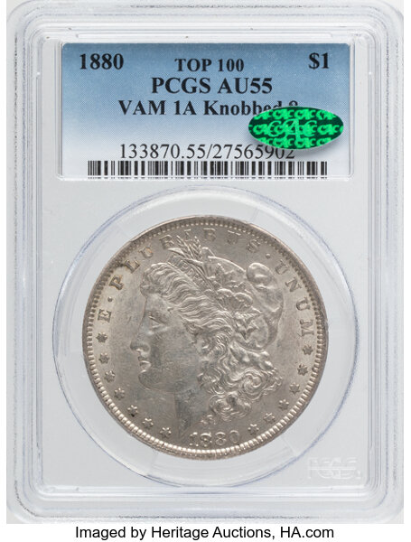 1880 $1  Knobbed 8, VAM-1A2 MS thumbnail 2