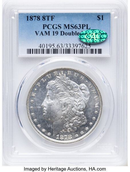 Image for 1878 8TF $1  Doubled Date, VAM-19 MS PL