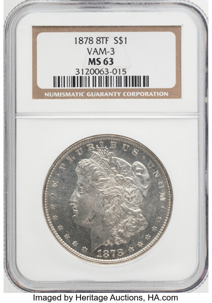 1878 8TF $1  Spiked Eye, VAM-3 MS thumbnail 2
