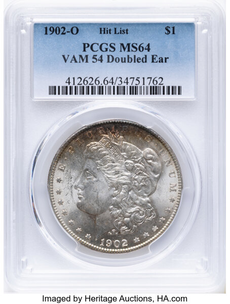 1902-O $1  Doubled Ear, VAM-54 MS thumbnail 2