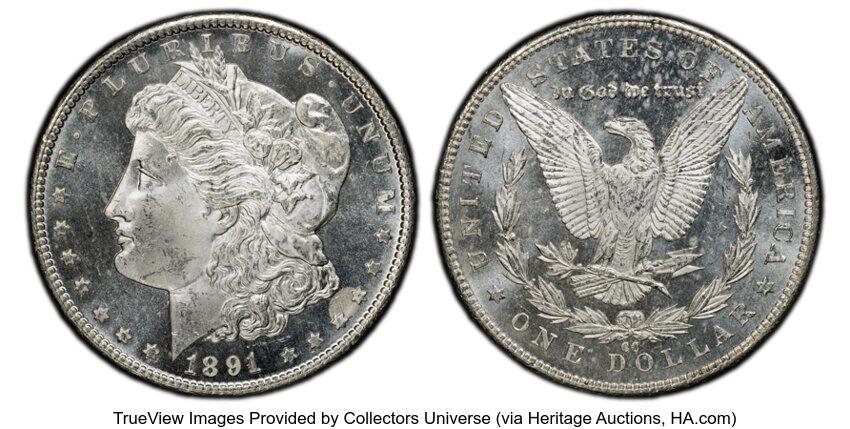 1891-CC $1  Near Date, C/C Right, VAM-4 MS thumbnail 2