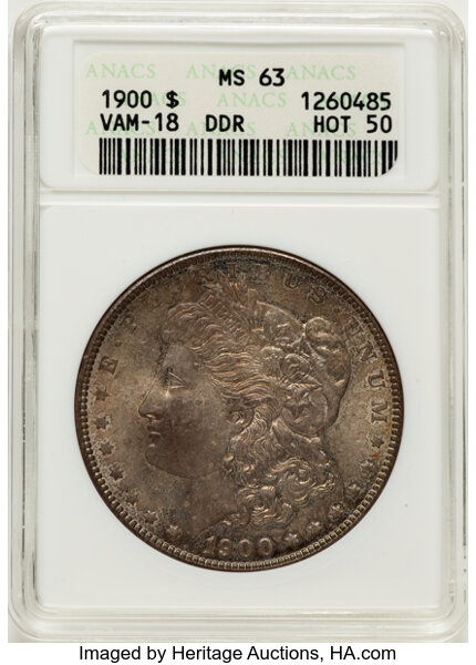 1900 $1  Two Olive Reverse, VAM-18  MS thumbnail 4