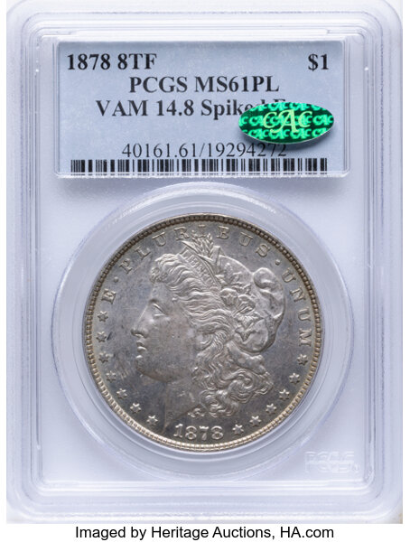 1878 8TF $1  Spiked Eye, VAM-14.8 MS PL thumbnail 2