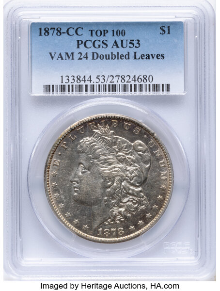 1878-CC $1  Doubled Leaves, VAM-24 MS thumbnail 2