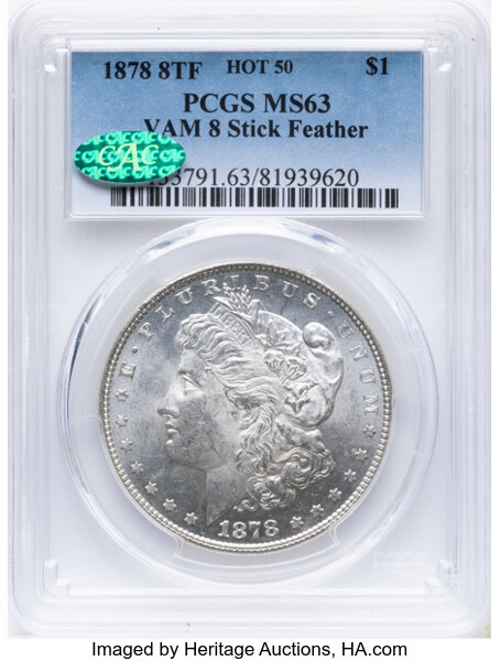 1878 8TF $1  Stick Feather, VAM-8 MS thumbnail 5