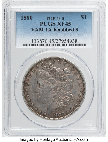 1880 $1  Knobbed 8, VAM-1A2 MS thumbnail 3